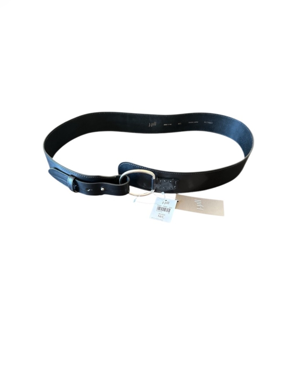 NWT J.JILL Y2K Black Fine Italian VTGE Leather Belt M/L Silver finished hardware